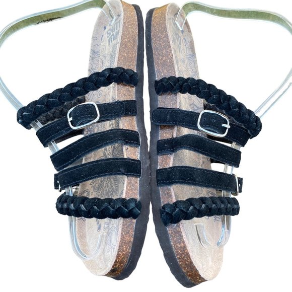 Muk Luks Terri Slide Sandals Black Suede Women 11 / 12 Strappy Flats  Slip On - Picture 14 of 14